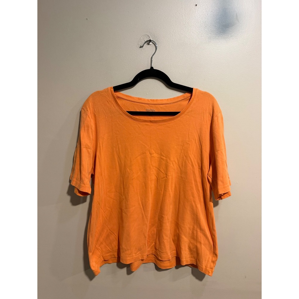 Chicos True Color Tee Orange Short Sleeve Scoop Neck Cotton T-Shirt Size 3 XL